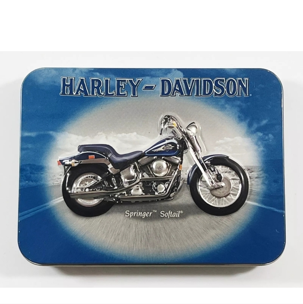 Harley Davidson Collectible 2001 Tin w/2 Decks of Playing Cards EUC